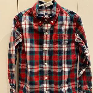 Boys red button down shirt